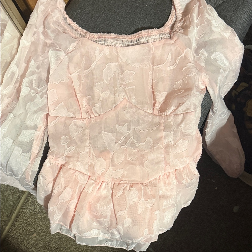 Elegant Pink Lace Blouse